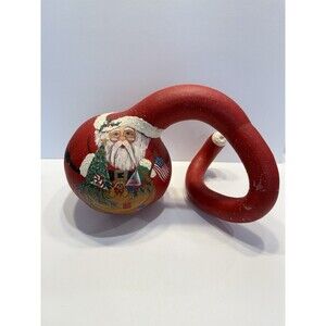 Vintage Christmas Santa Claus Hand Painted Gourd Country Holiday Tree 90's